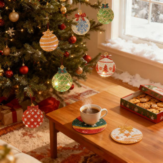 🎄✨ Christmas Round Coaster & Ornament Diamond Painting Kit