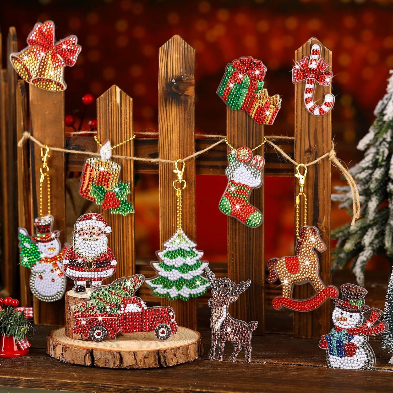 Create sparkling holiday joy with our 12pcs Christmas Diamond Painting Keychain kit . Fun 5D DIY crafts for kids & adults. Perfect gifts & festive decorations!