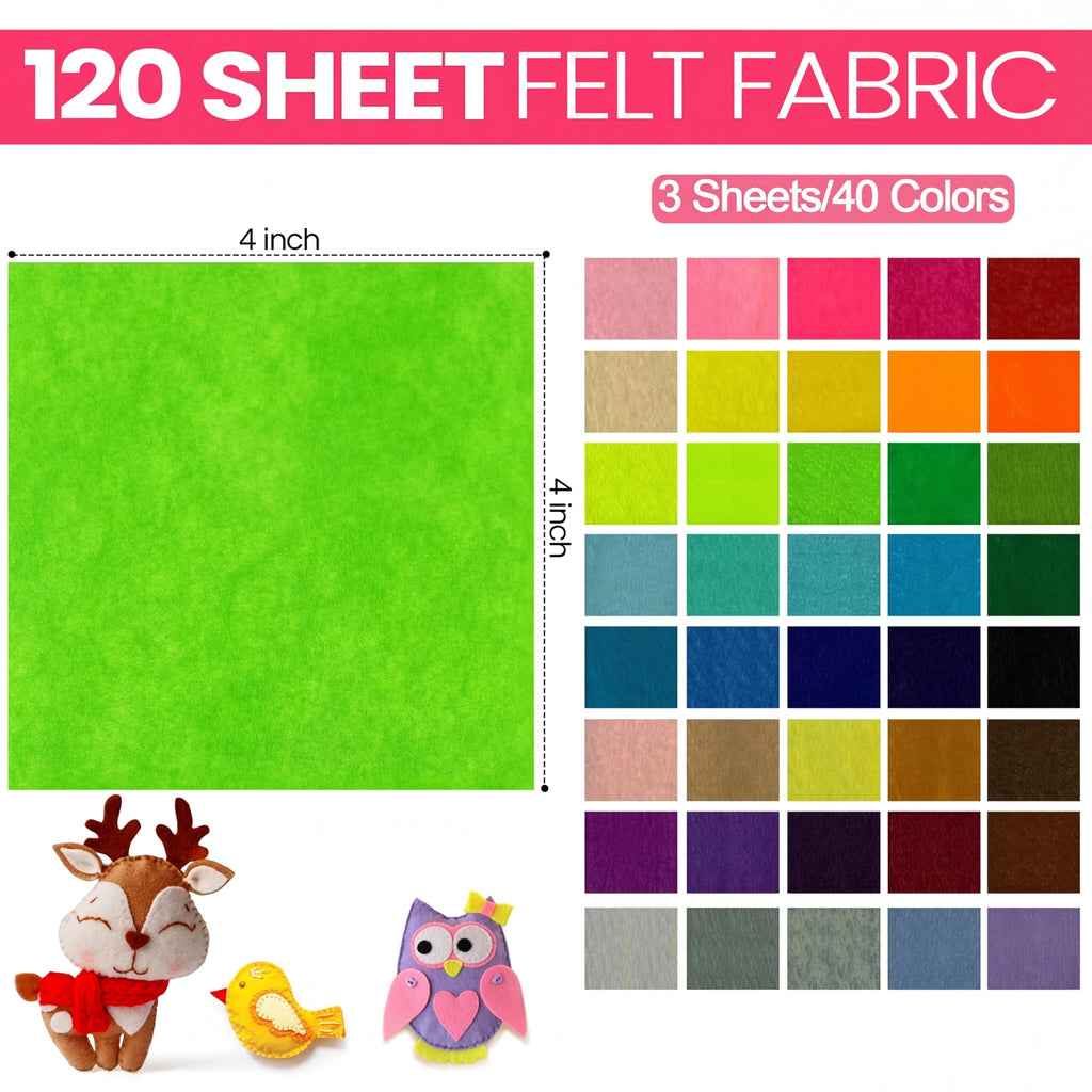Bulk Felt Sheets Craft Kit – 120PCS for DIY & Sewing Projects