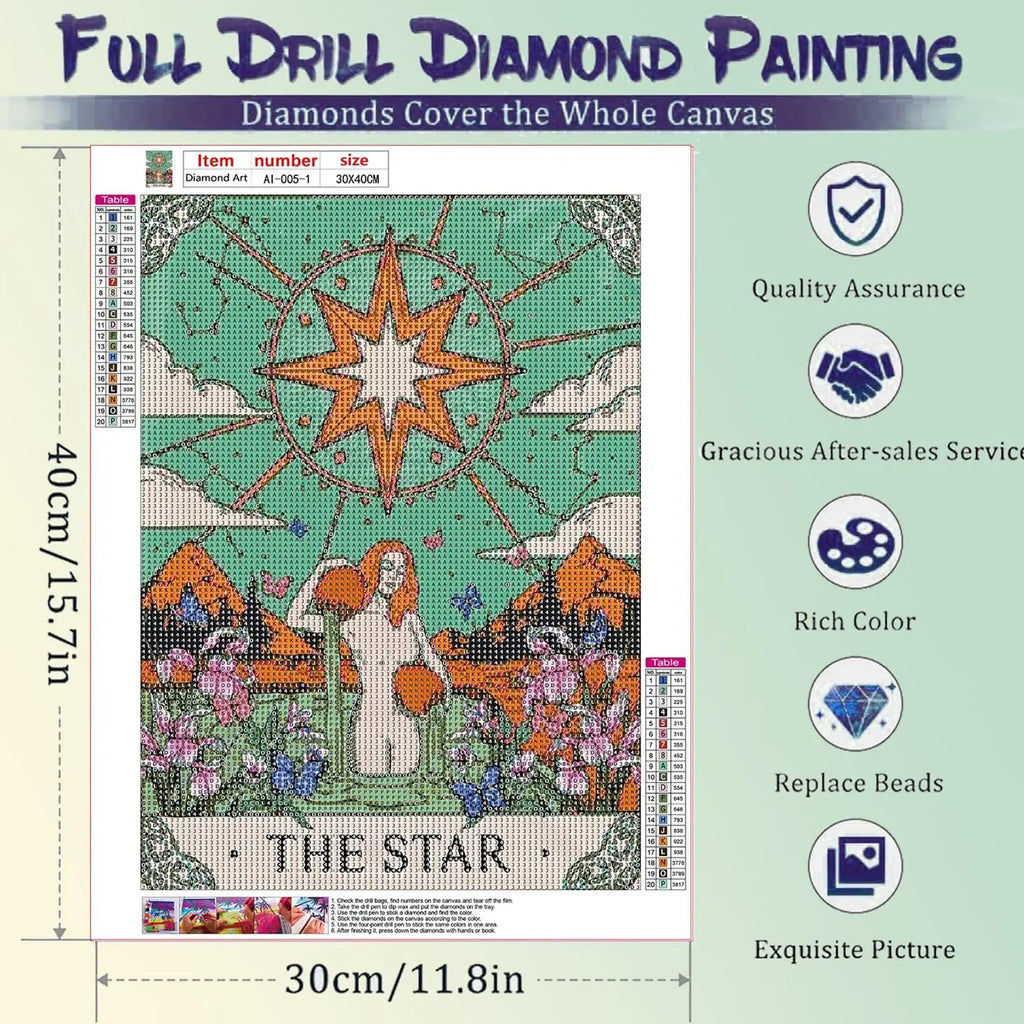 The Sun Tarot Diamond Painting Kit – 5D DIY Diamond Art Wall Décor