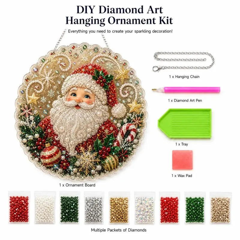 Christmas Santa Diamond Painting Ornament Kit