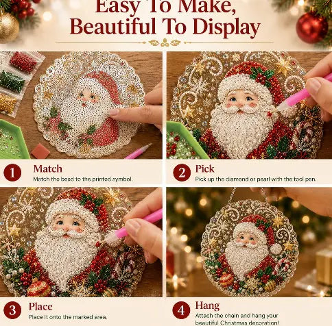 Christmas Santa Diamond Painting Ornament Kit