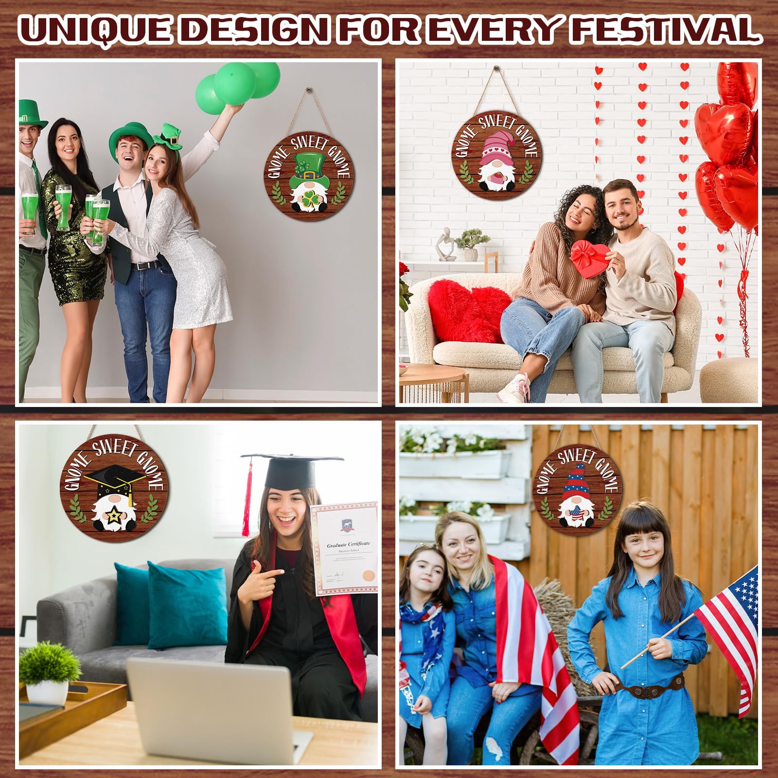 Interchangeable Wooden Gnome Decor – Holiday & Seasonal