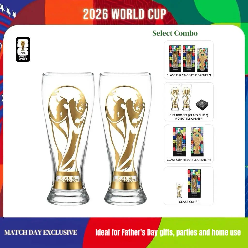 2026 FIFA World Cup Premium Glass Set – Trophy Gold Rim Collector Edition