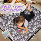 DIY Coloring Blanket for Adults – Mushroom Design with 12 Markers