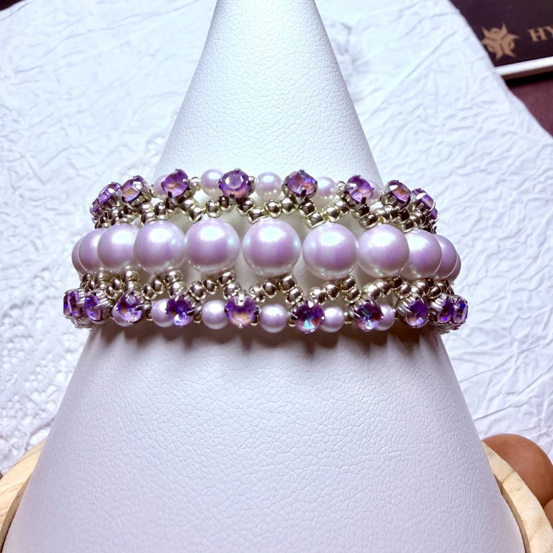 Crystal Pearl Bracelet Collection – Handwoven Elegant Charm Jewelry