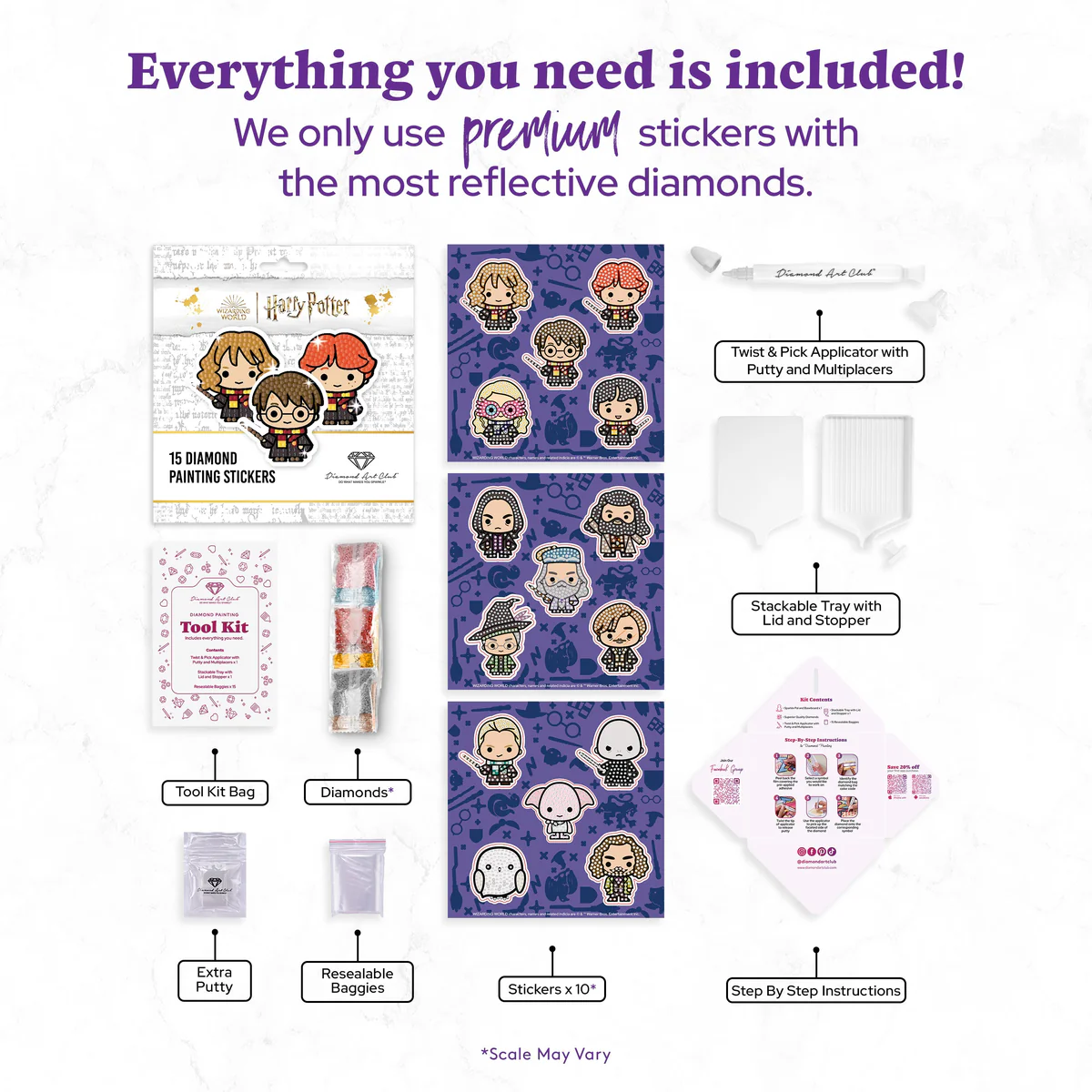 ✨ Harry Potter Diamond Painting Stickers (Set of 15)