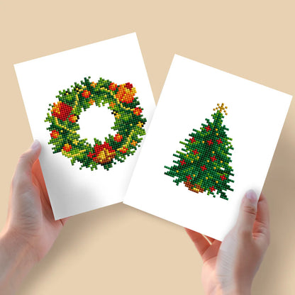 Create sparkling holiday décor with our Mini Diamond Painting kit . Features festive wreath and tree designs, perfect for DIY fun, gifts, and seasonal home décor.