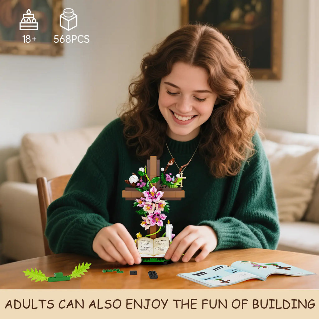 Jesus Cross Flower Building Set – Inspirational Christian Gift