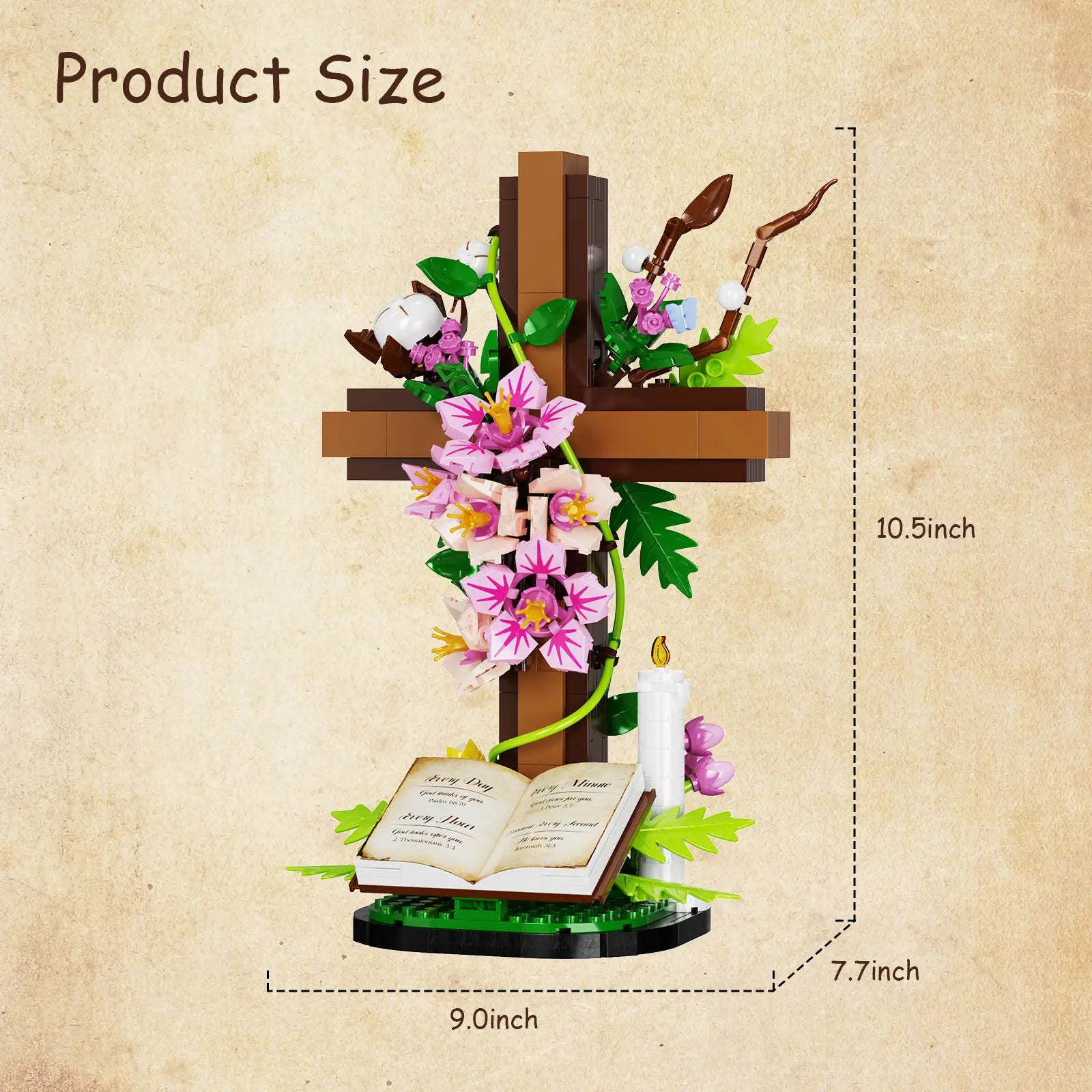 Jesus Cross Flower Building Set – Inspirational Christian Gift