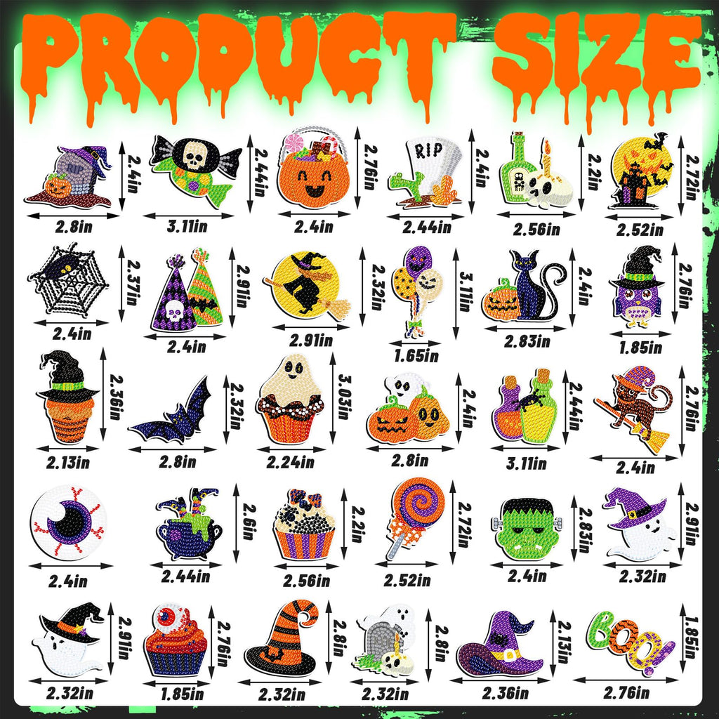 Glow-in-the-Dark Halloween Diamond Art Magnets – DIY Fridge Magnet Kit