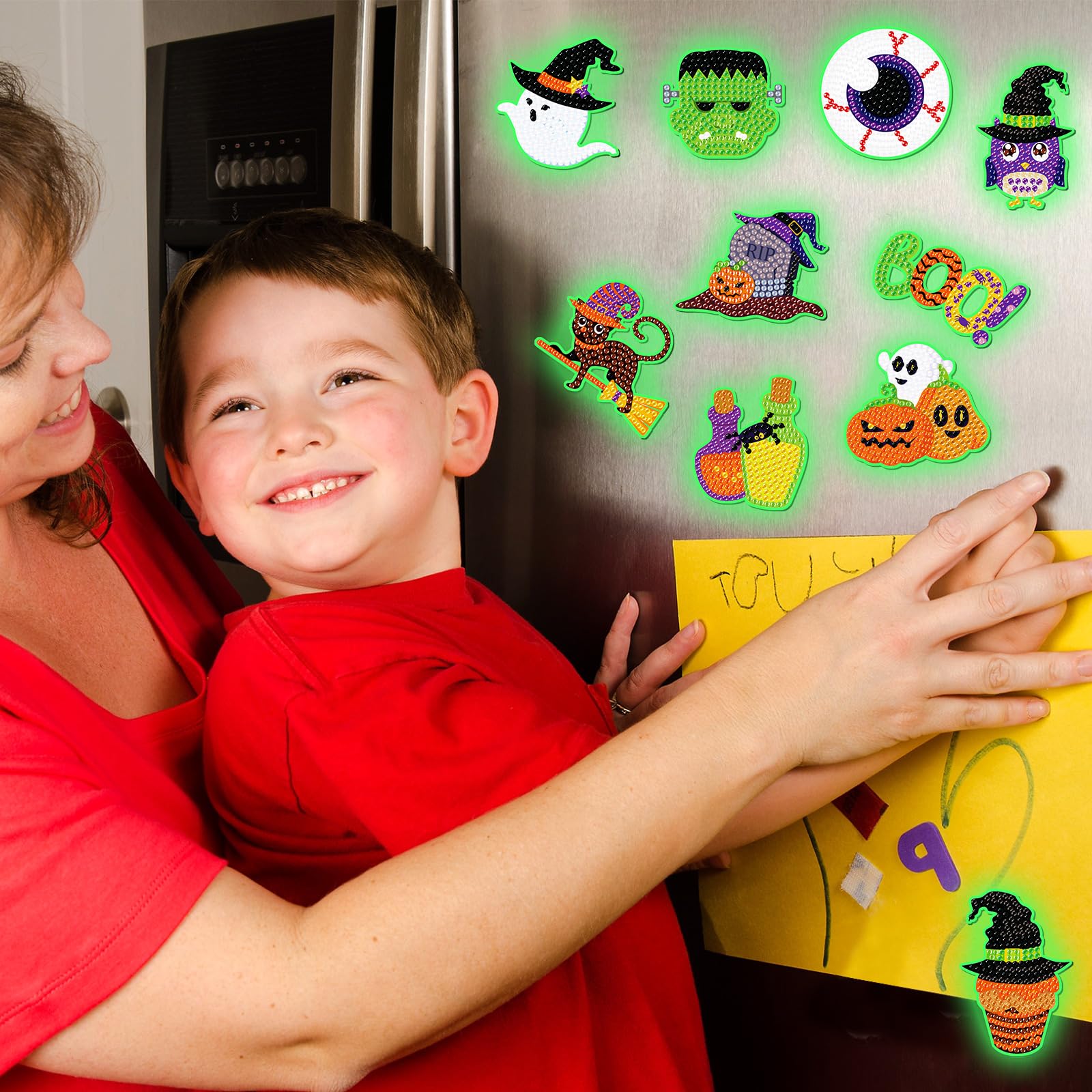 Glow-in-the-Dark Halloween Diamond Art Magnets – DIY Fridge Magnet Kit