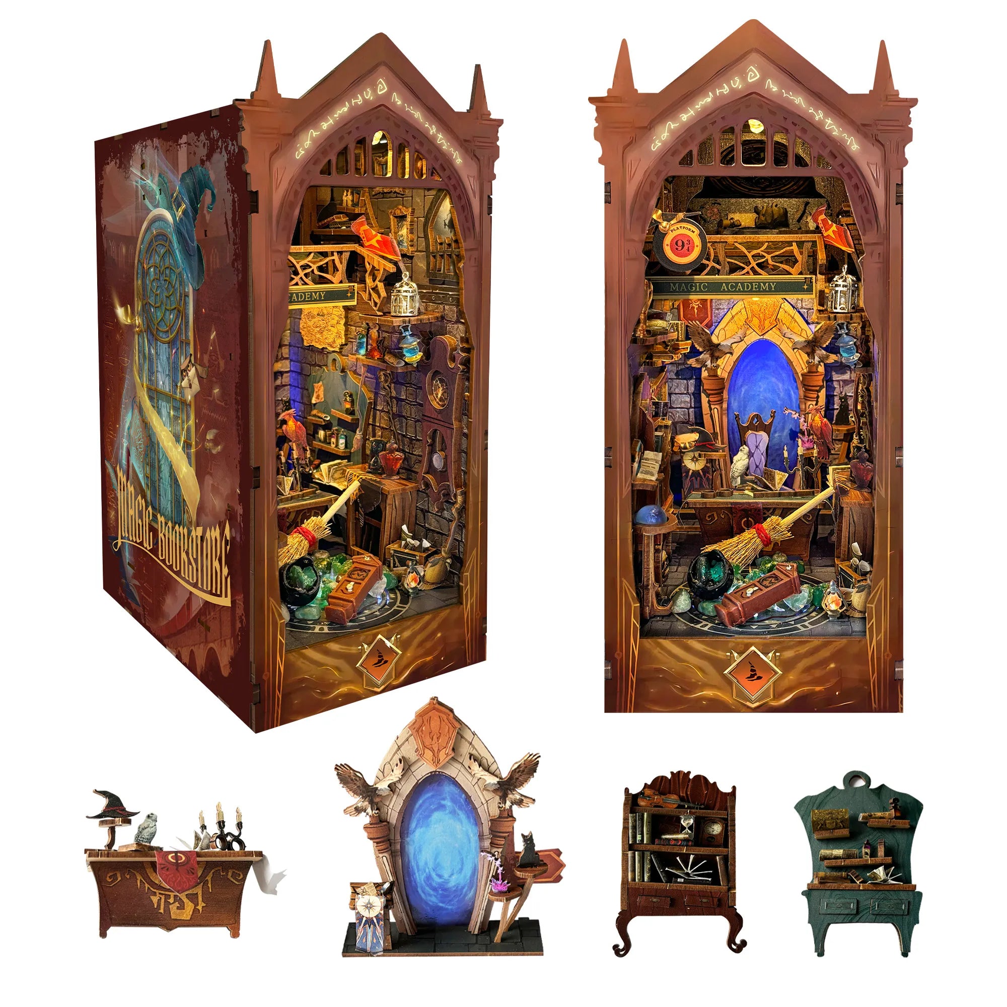 The Hidden Hall Of Magic DIY Book Nook Kit With Remote Wand