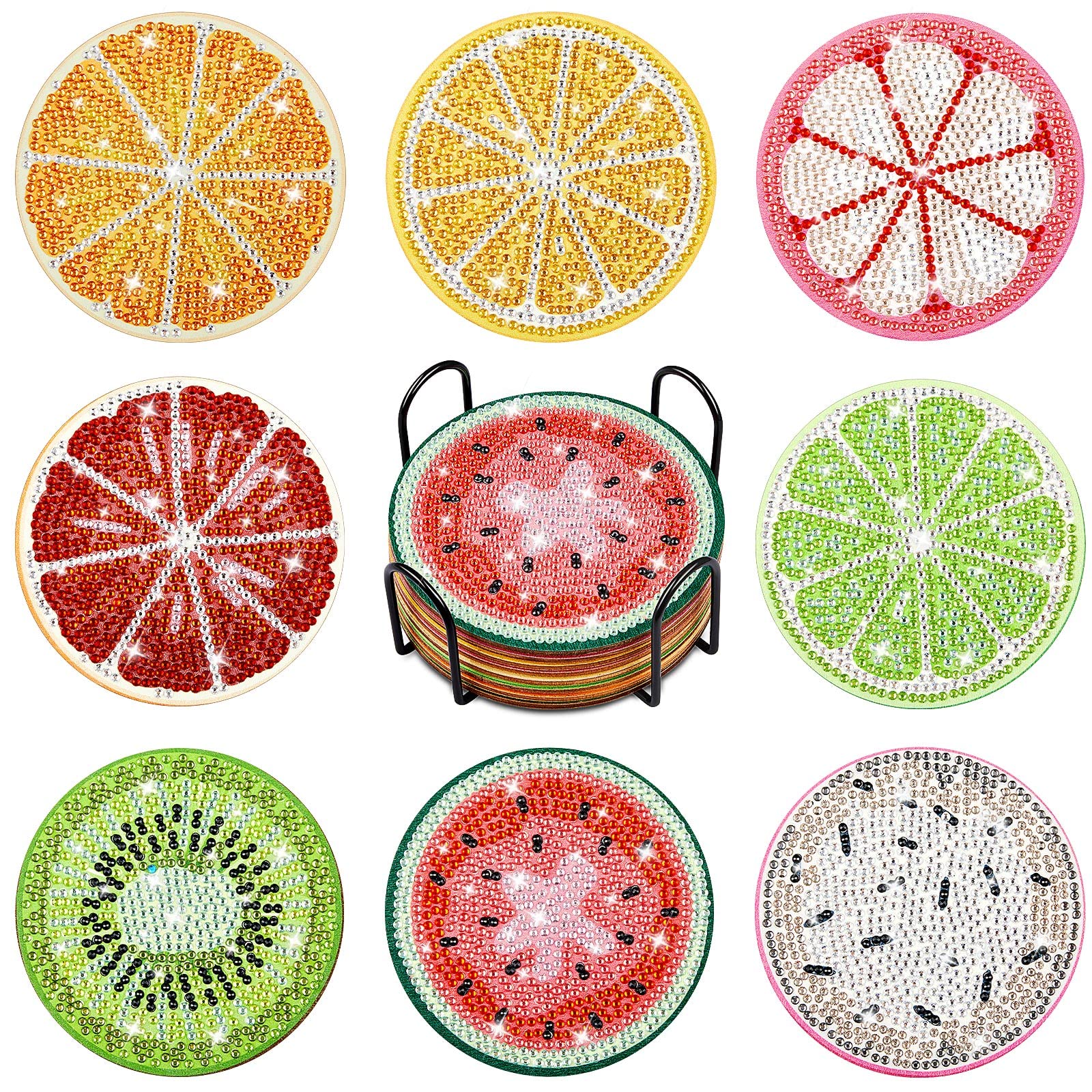 8PCS DIY Diamond Painting Coasters – Fruit Style