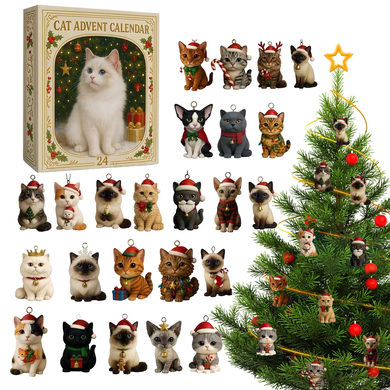Christmas Cat Advent Calendar – 24 Days of Cute Cat Ornament Surprises