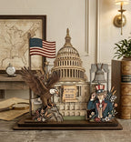 4th of July Patriotic Layered Wood Sign – USA 250th Anniversary Desk Decor