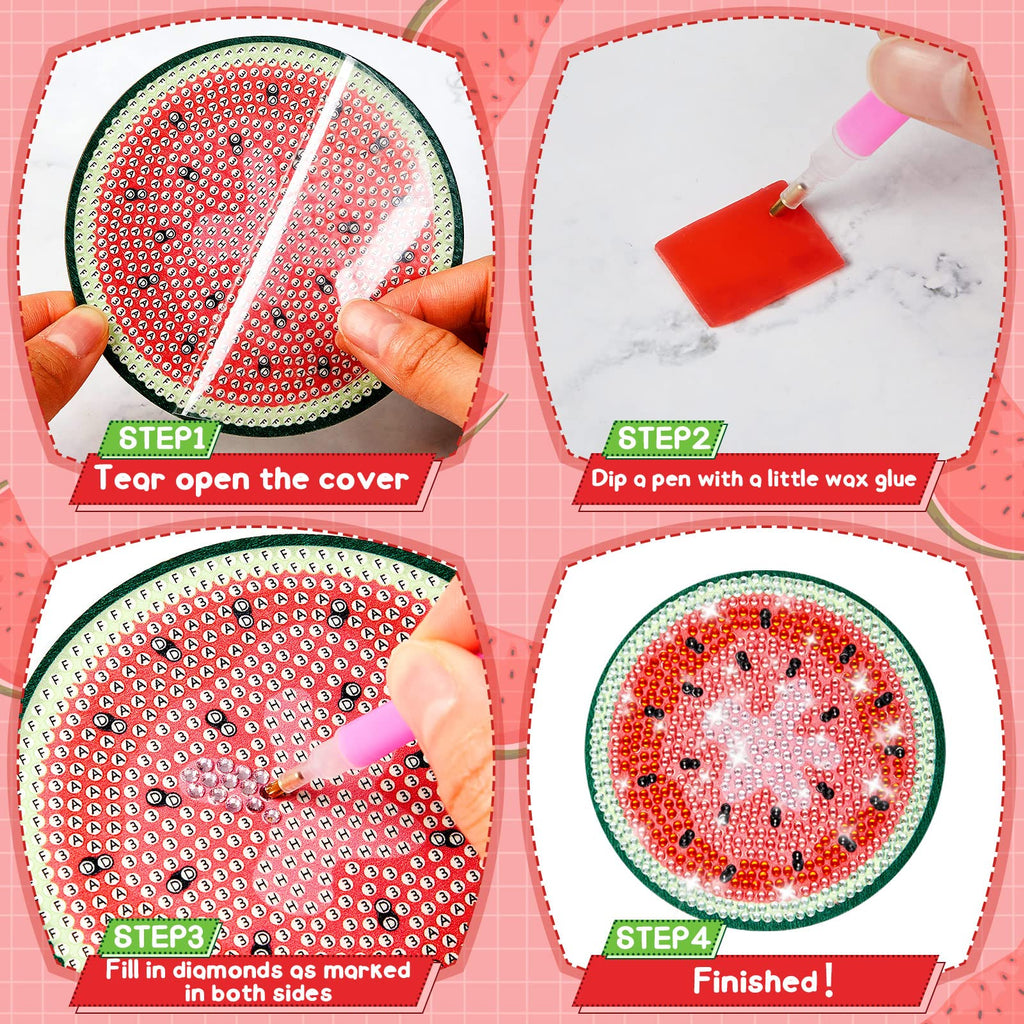 8PCS DIY Diamond Painting Coasters – Fruit Style