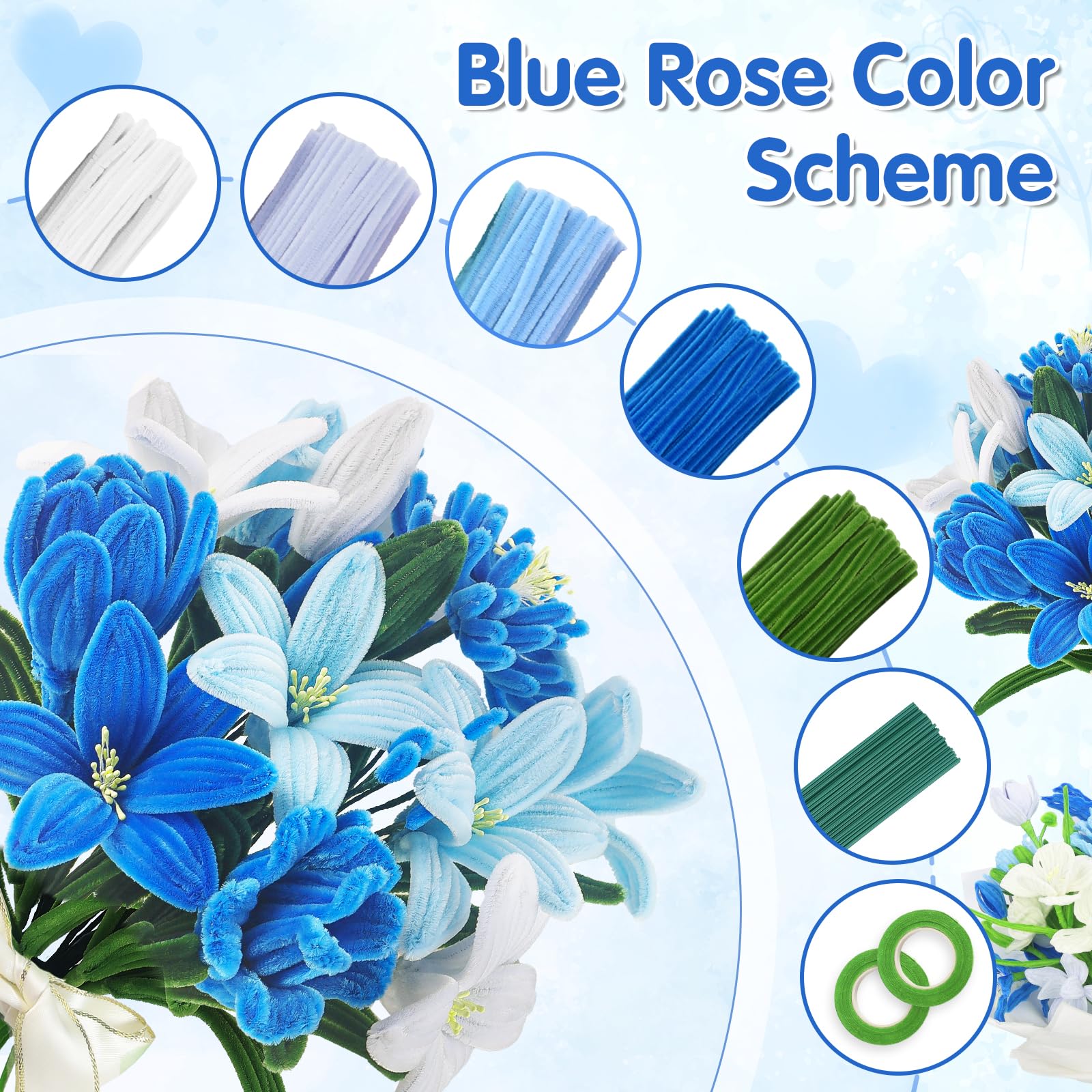 400Pcs Pipe Cleaner Flowers Kit-Create Your Own Eternal Bouquet
