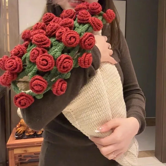🎄🌹 Handwoven Christmas Rose Blanket – Cozy Holiday Gift ✨