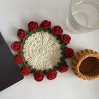 Flower Bouquet Blanket Coasters – Mini Handmade Crochet Rose Décor