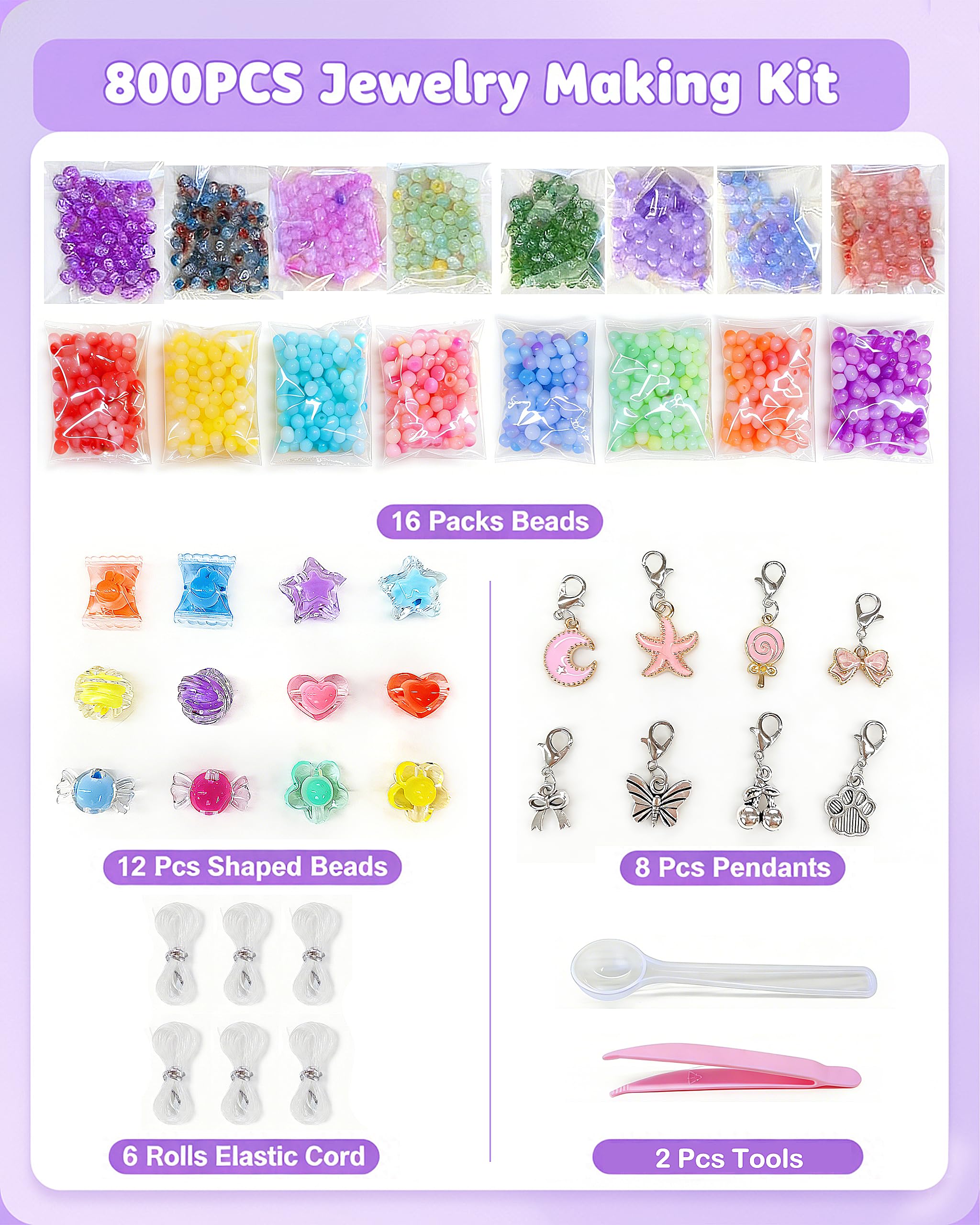 Bracelet Making Kit with Bead Spinner – 800 Beads DIY Friendship Jewelry Set