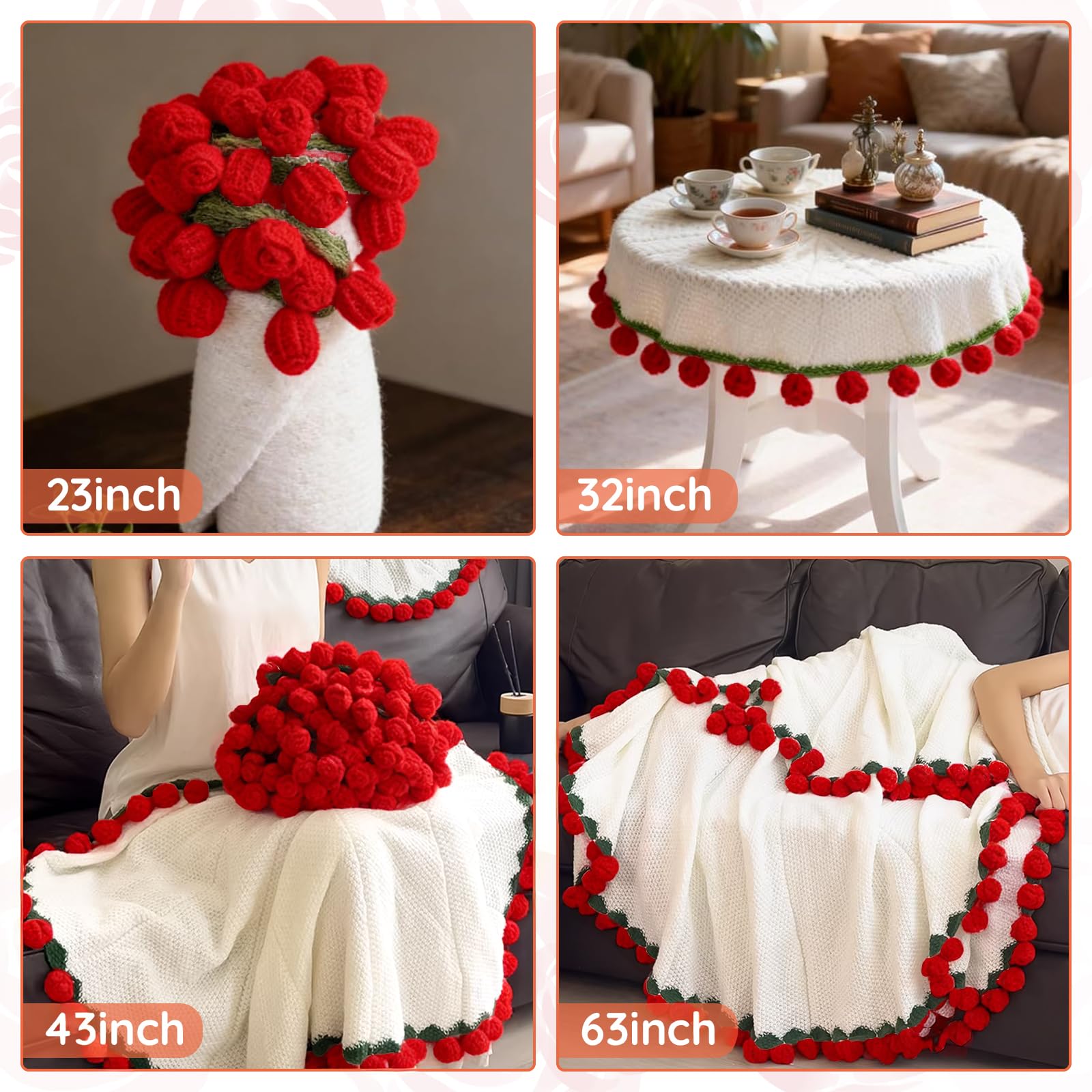 Rose Bouquet Crochet Blanket – Flower Blanket Gift