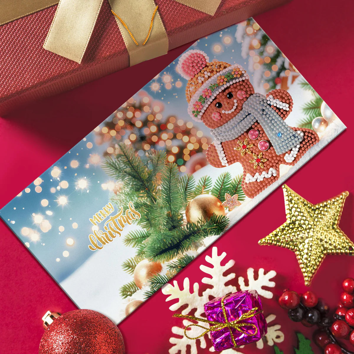 5D Diamond Painted Christmas Greeting Card Set
