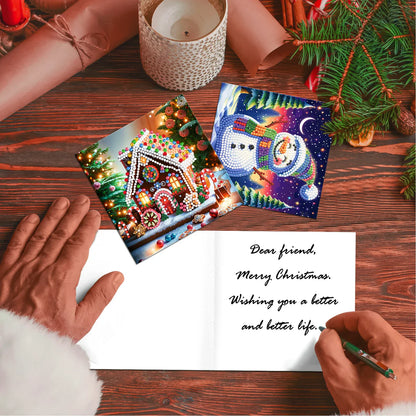 5D Diamond Painted Christmas Greeting Card Set