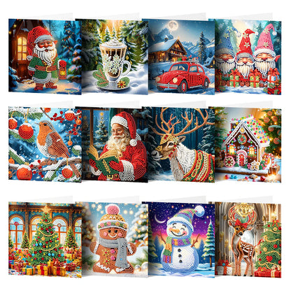 5D Diamond Painted Christmas Greeting Card Set