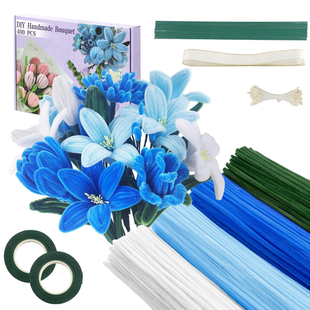400Pcs Pipe Cleaner Flowers Kit-Create Your Own Eternal Bouquet