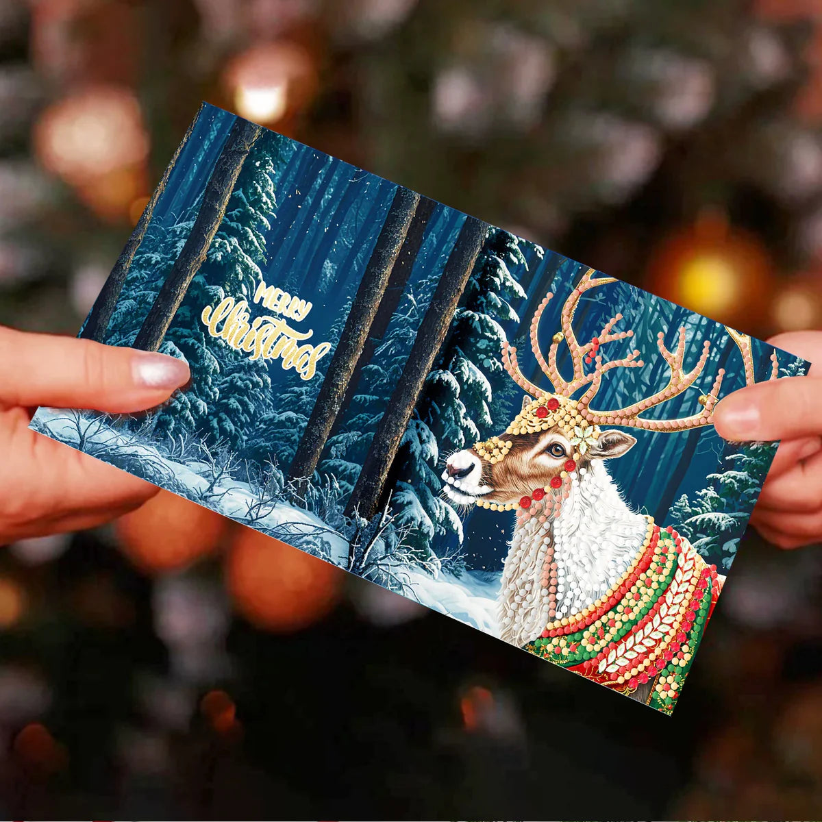 5D Diamond Painted Christmas Greeting Card Set