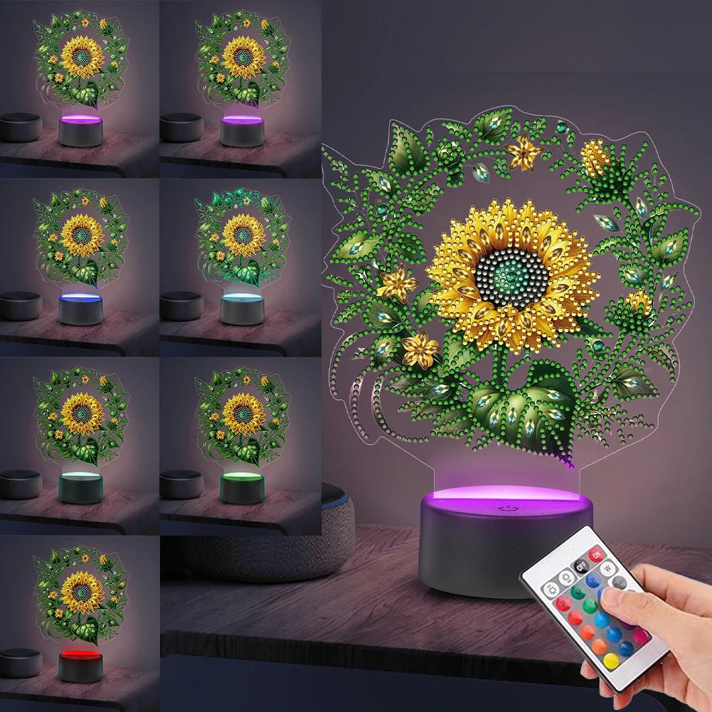 Sunflower Diamond Painting Night Light 5D DIY Diamond Art Lamp Home Decor