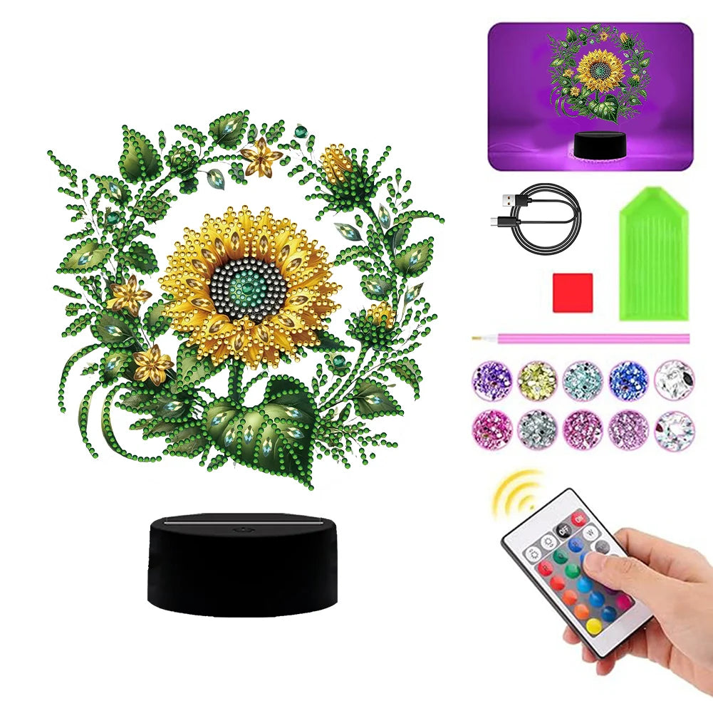 Sunflower Diamond Painting Night Light 5D DIY Diamond Art Lamp Home Decor