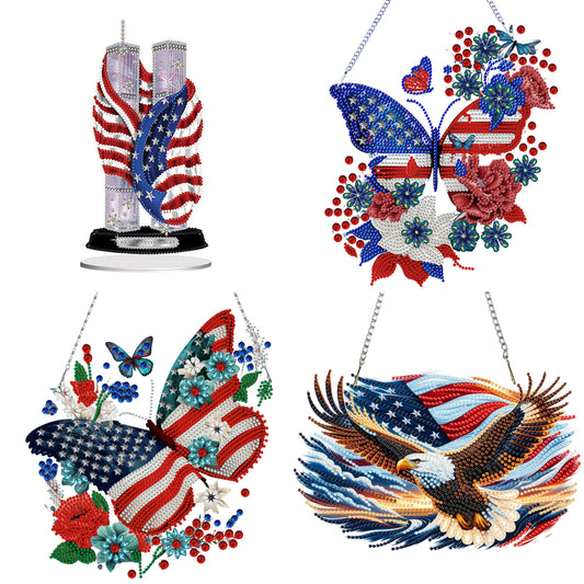 America Twin Tower DIY Diamond Painting Desktop Ornaments Kit Home Decor