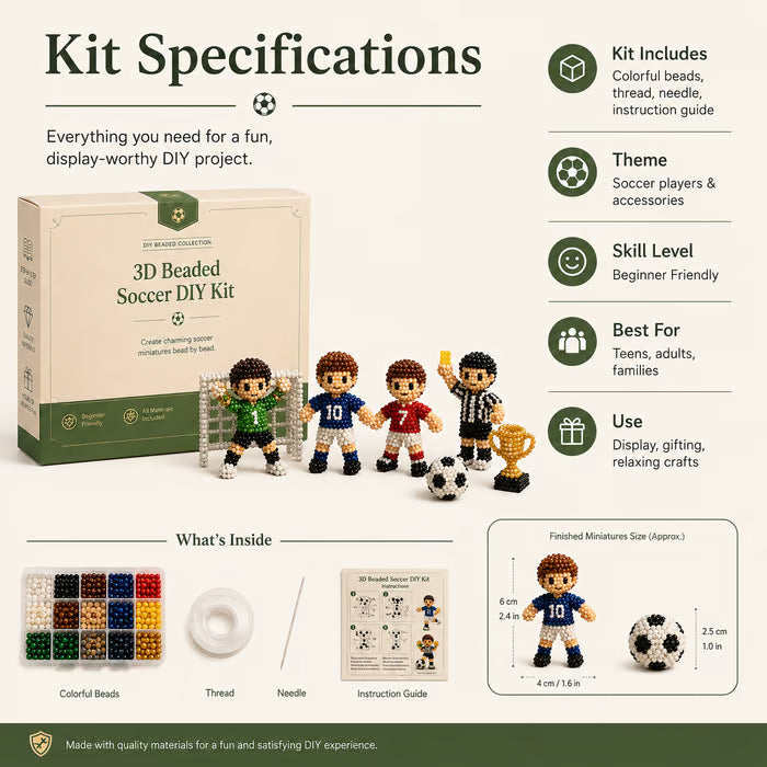 3D Beaded Soccer DIY Kit – Handmade Football Beading Craft Set