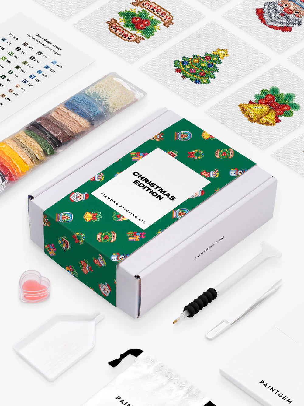 Get into the holiday spirit! This fun and festive set features all the classics of the season, including Santa, Snowmen, and brightly wrapped presents. 