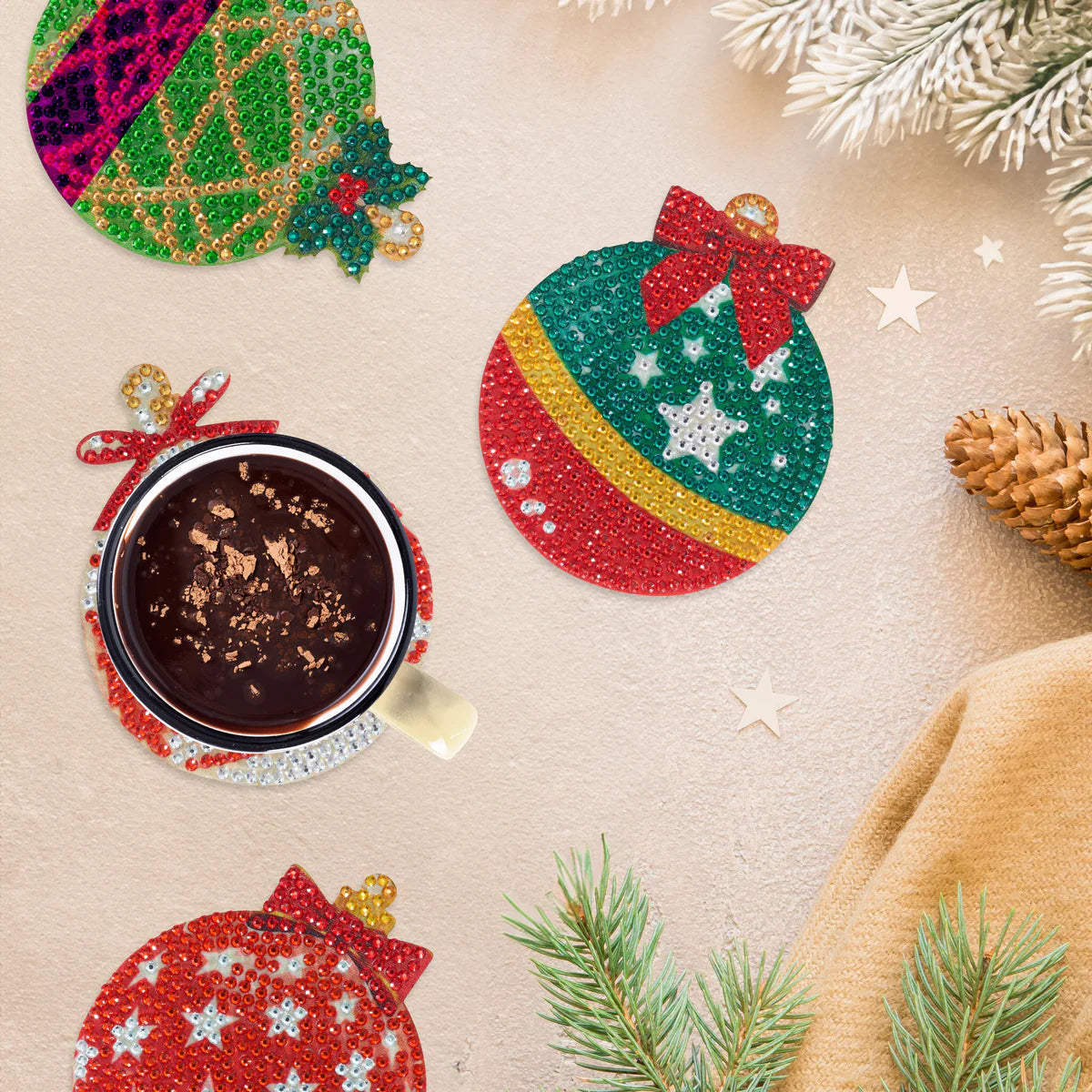 🎄✨ Christmas Round Coaster & Ornament Diamond Painting Kit