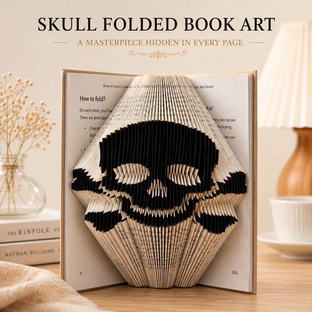 Fold Your Own 3D Skull & Crossbones Book Sculpture – Halloween DIY Craft