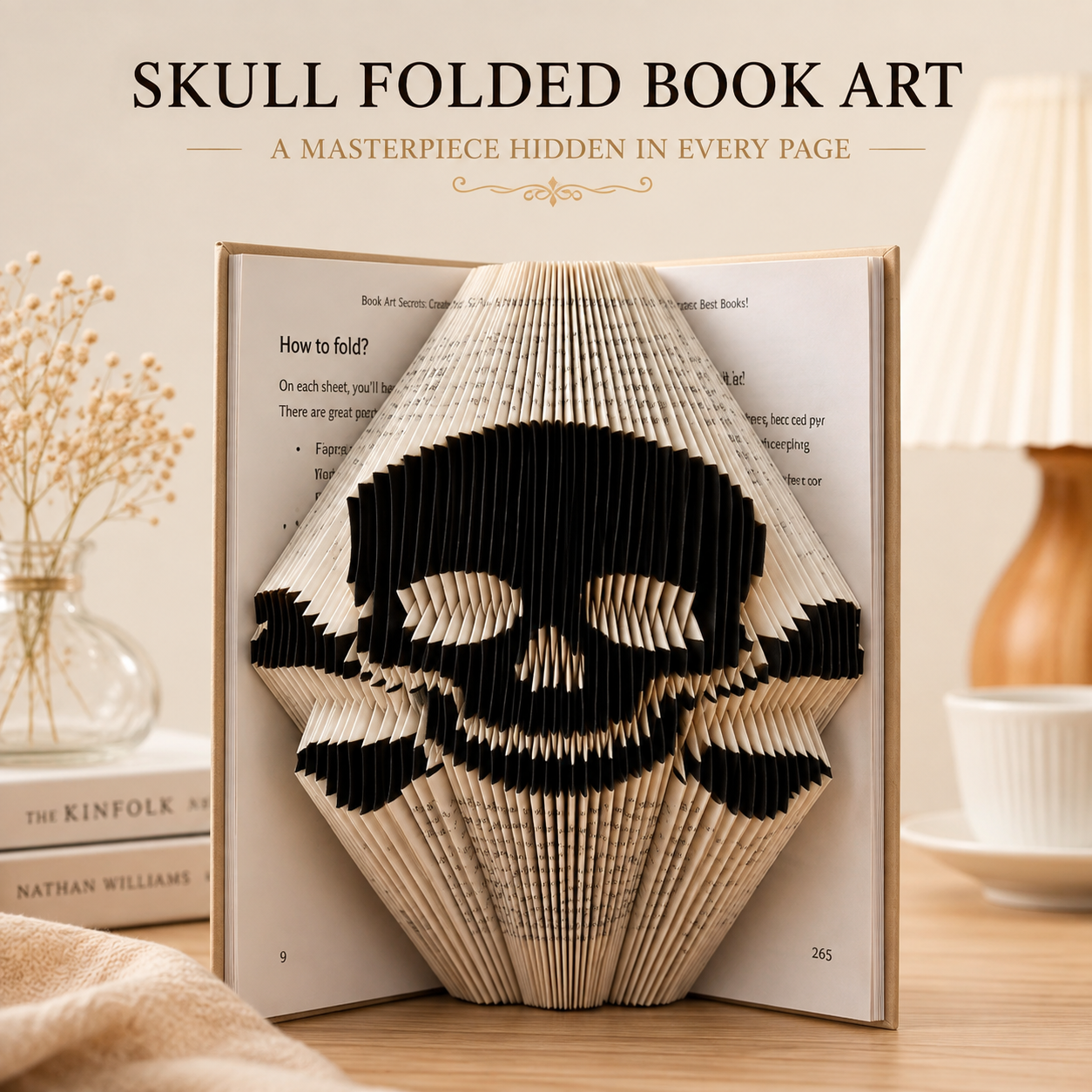 Fold Your Own 3D Skull & Crossbones Book Sculpture – Halloween DIY Craft