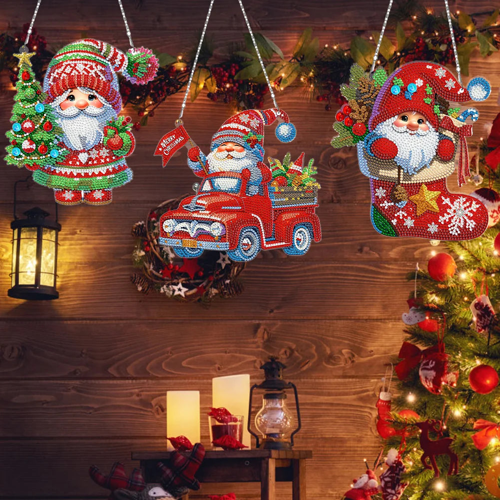 DIY Diamond Painting Christmas Hanging Ornaments（3PCS）