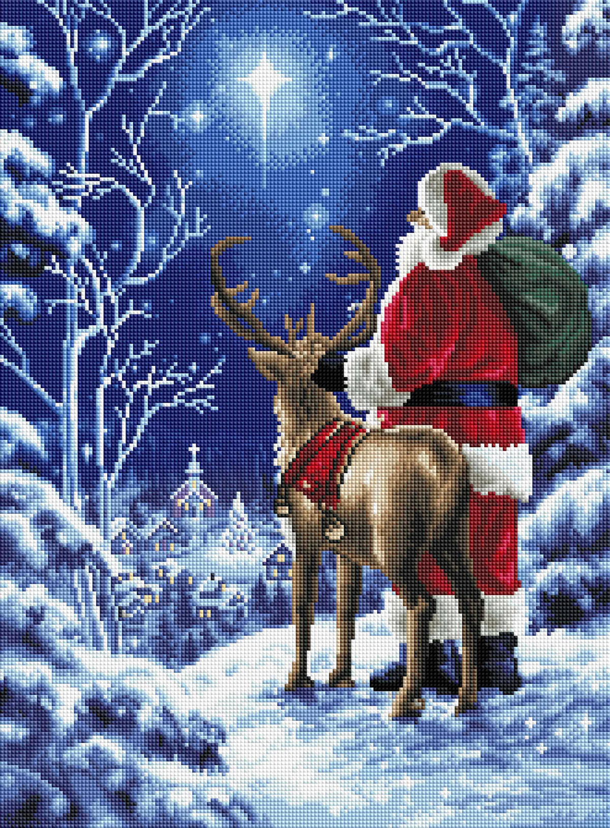 🎅 Santa & Reindeer Diamond Painting Kit ❄️✨